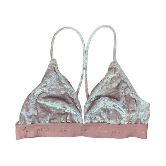 Victoria's Secret PINK Velvet Triangle Light Pink Bralette Sz M - Picture 1 of 8